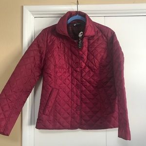 Red puffer jacket